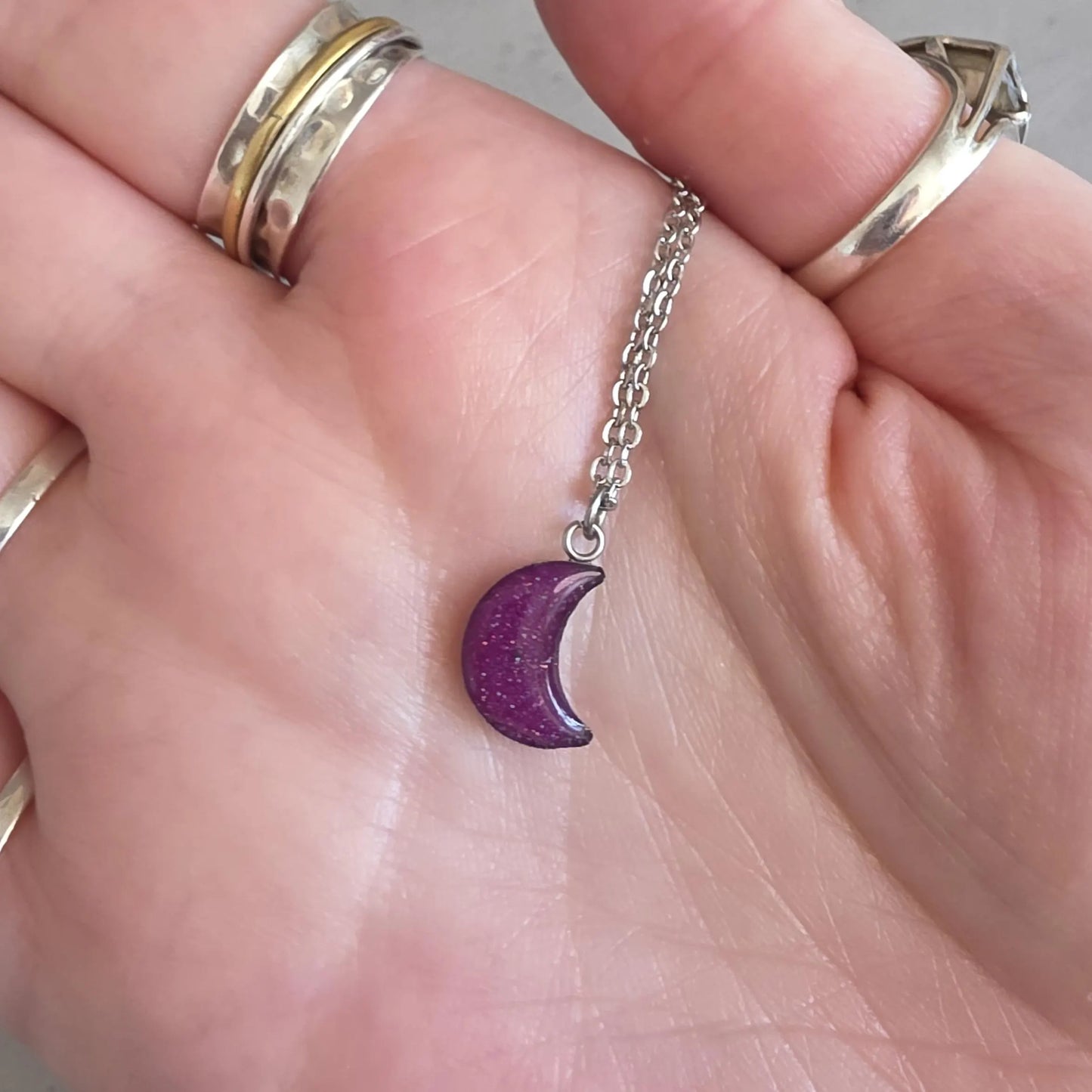 Crescent Moon Rose Moon Moondust Necklace Hypoallergenic