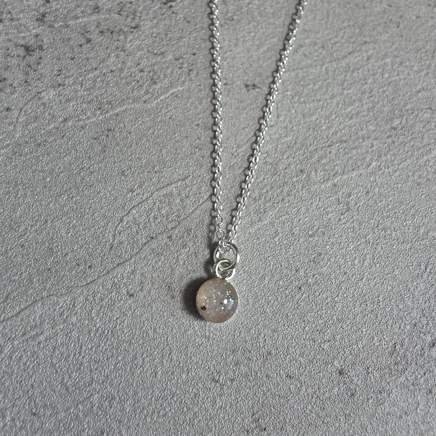 Tiny Rose Moon Moondust Necklace Sterling Silver