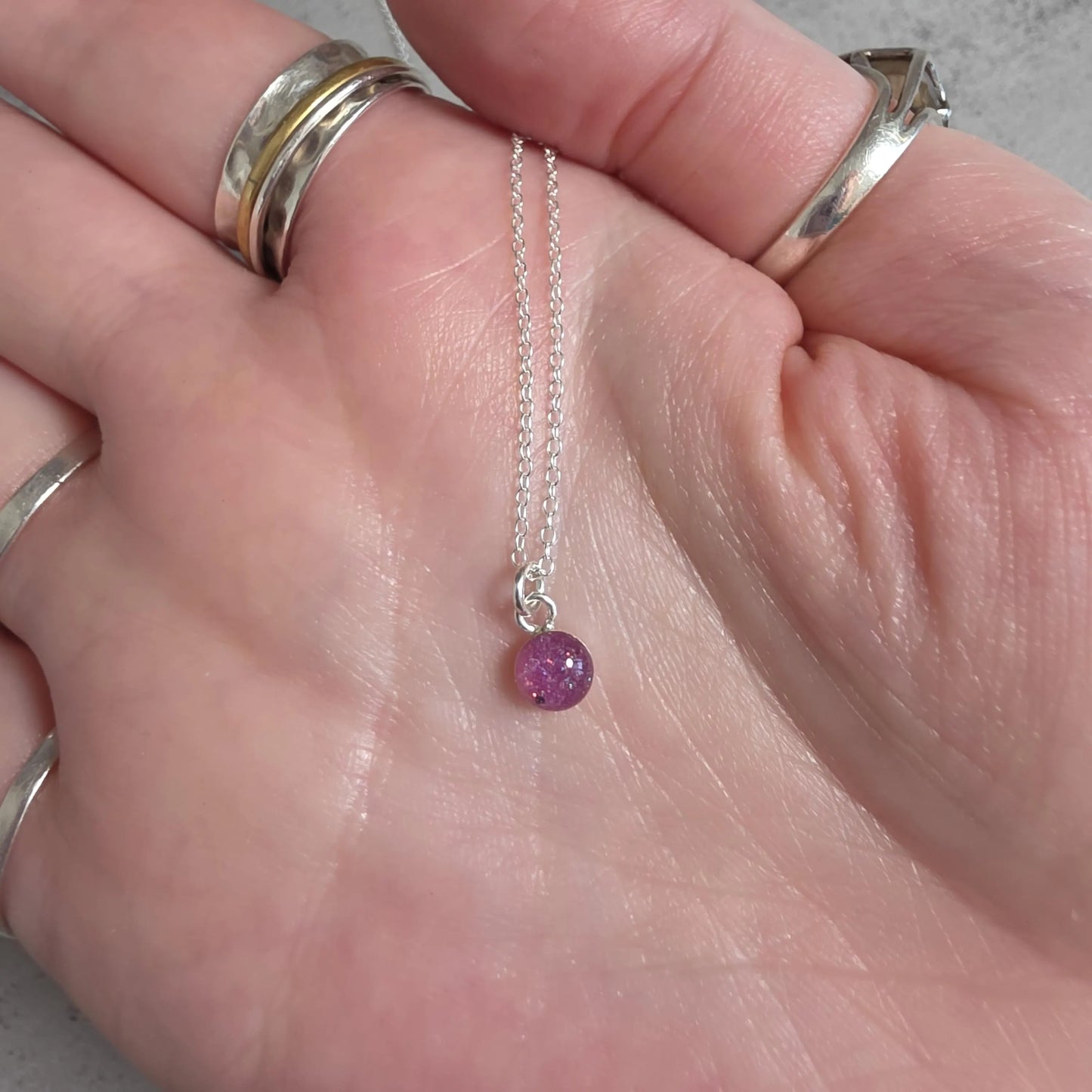 Tiny Rose Moon Moondust Necklace Sterling Silver