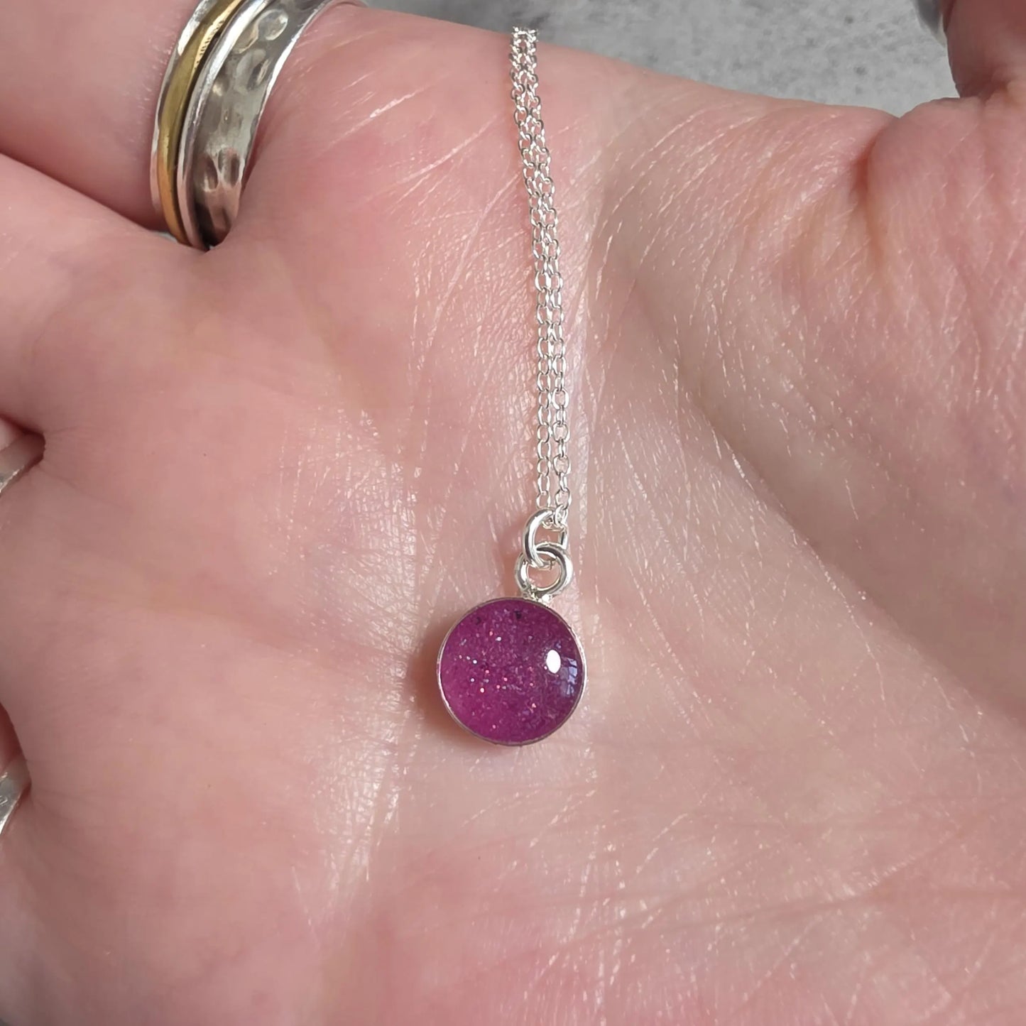 Small Rose Moon Moondust Necklace Sterling Silver