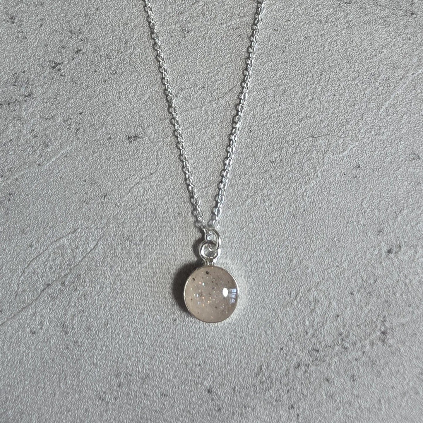 Small Rose Moon Moondust Necklace Sterling Silver