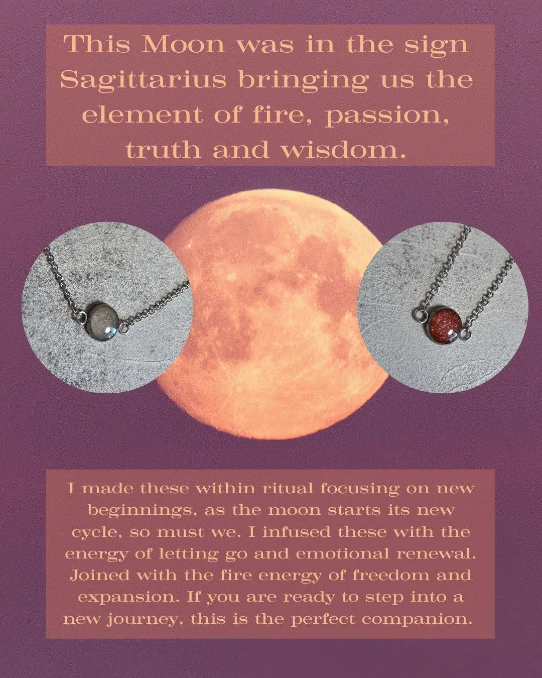 Small Rose Moon Moondust Necklace Sterling Silver