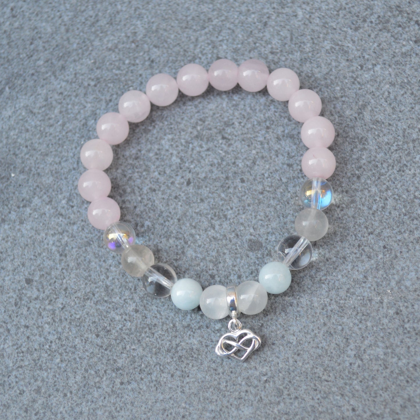 Fertility Support Crystal Healing Bracelet with Sterling Silver Charm