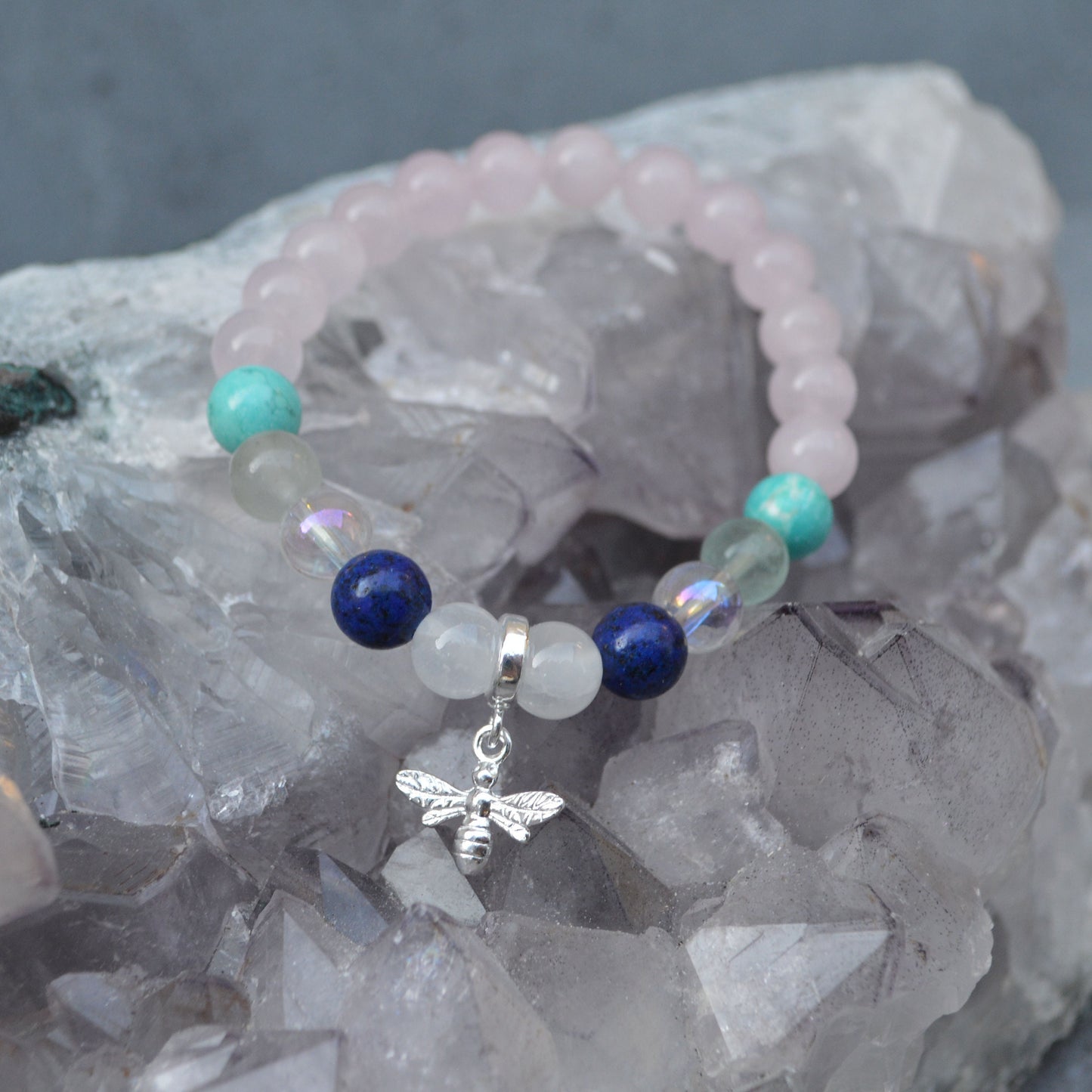 Breast Feeding Support Crystal Healing Bracelet with Sterling Silver Charm