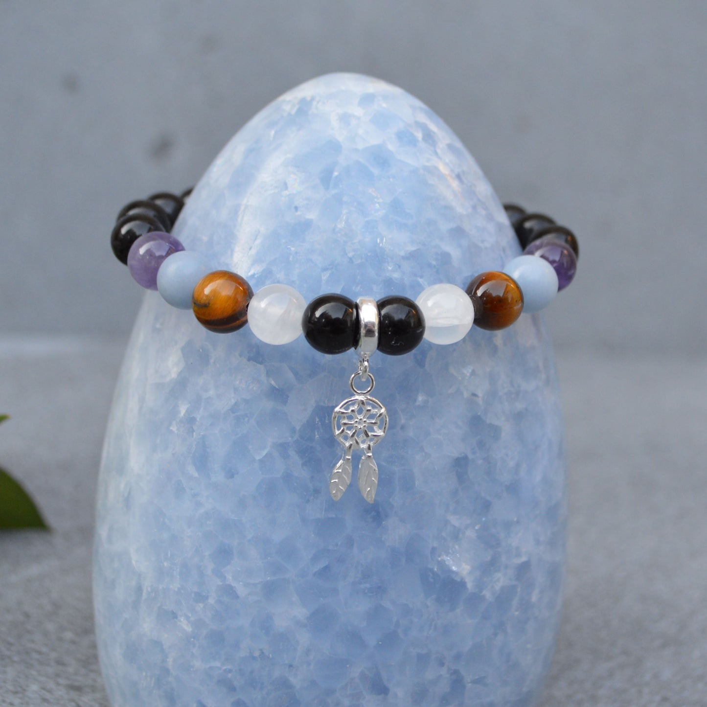 Travel Protection Bracelet- Crystal Healing Bracelet- Custom Bracelet- Sterling Silver Charm