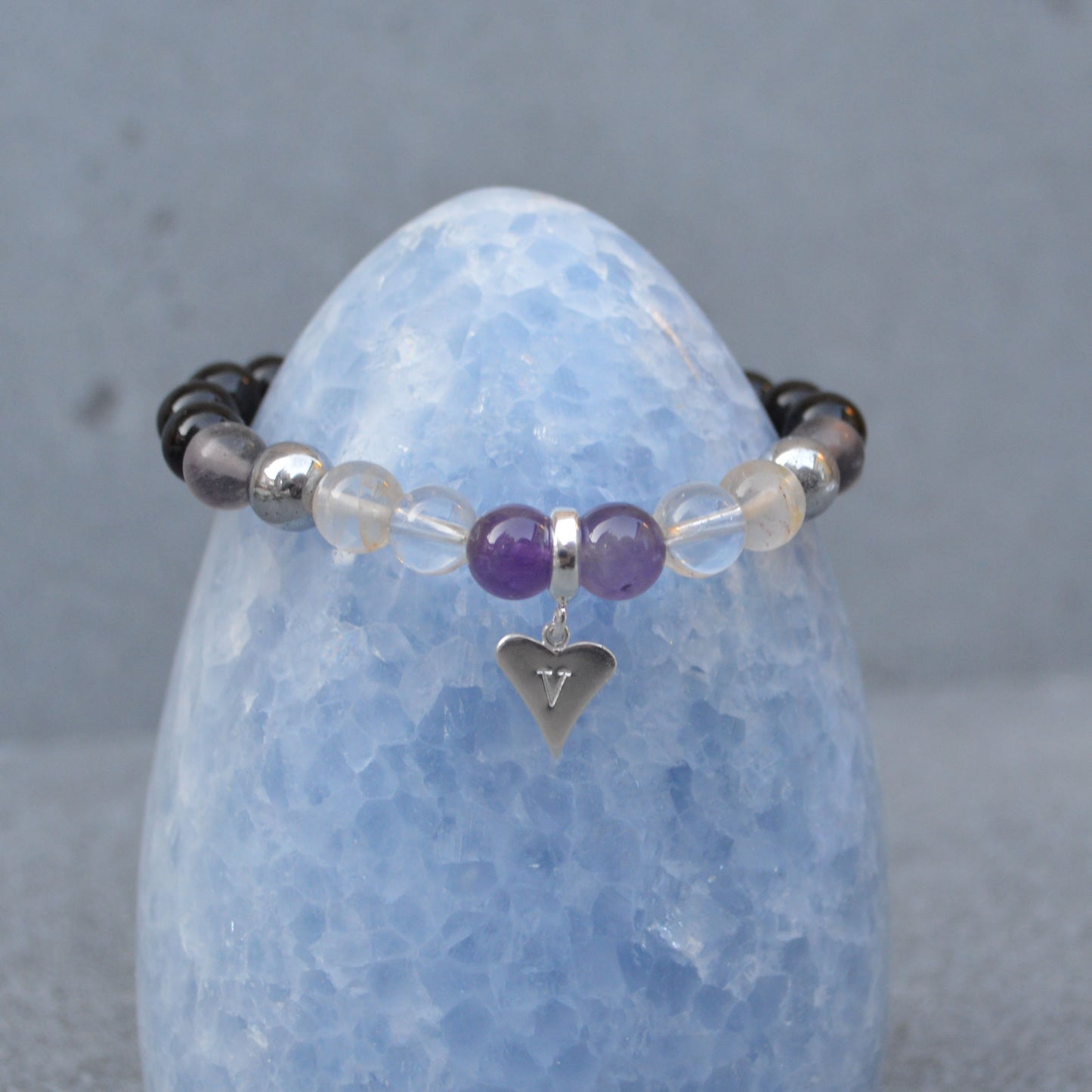 Bullying Support Crystal Healing Bracelet with Sterling Silver Charm
