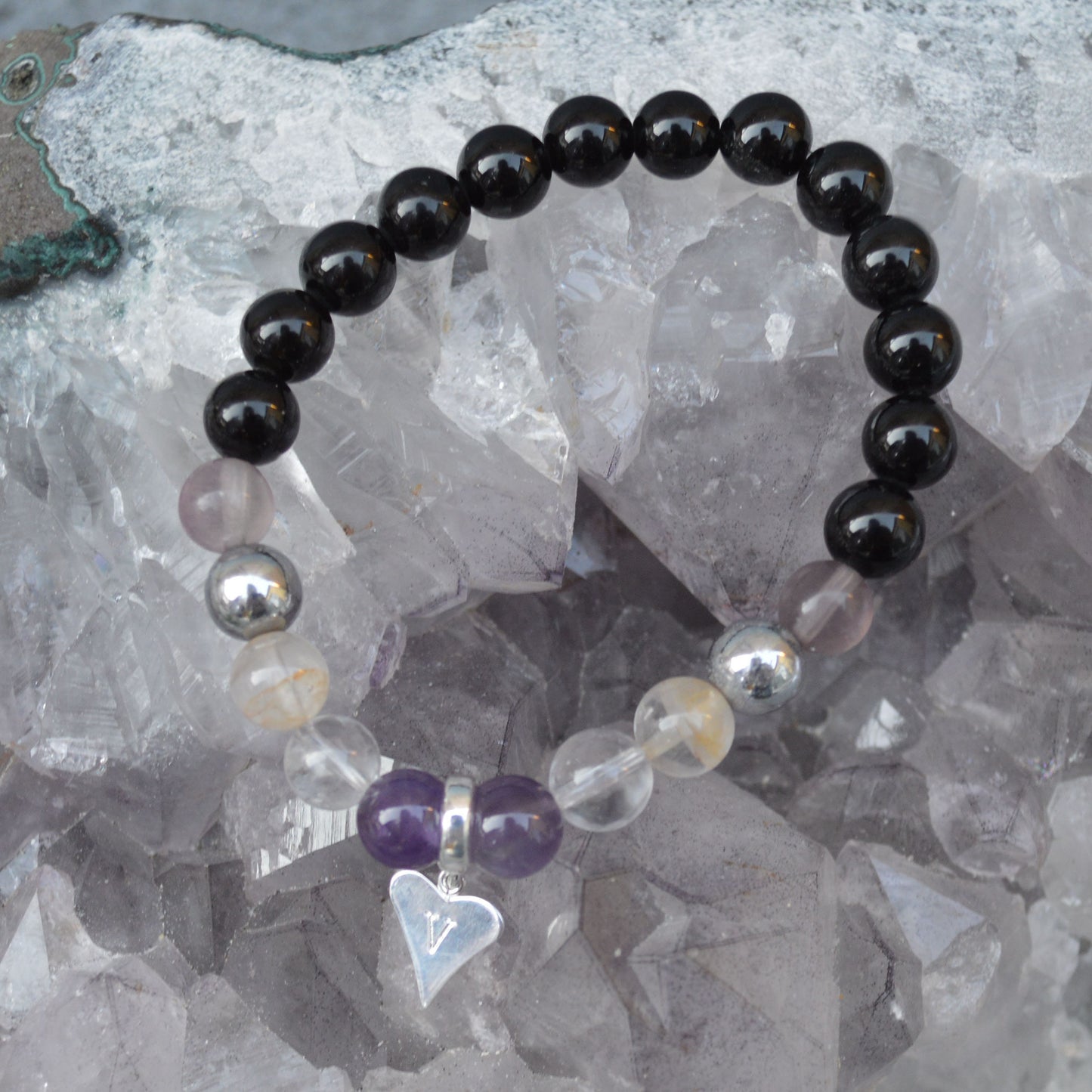 Bullying Support Crystal Healing Bracelet with Sterling Silver Charm
