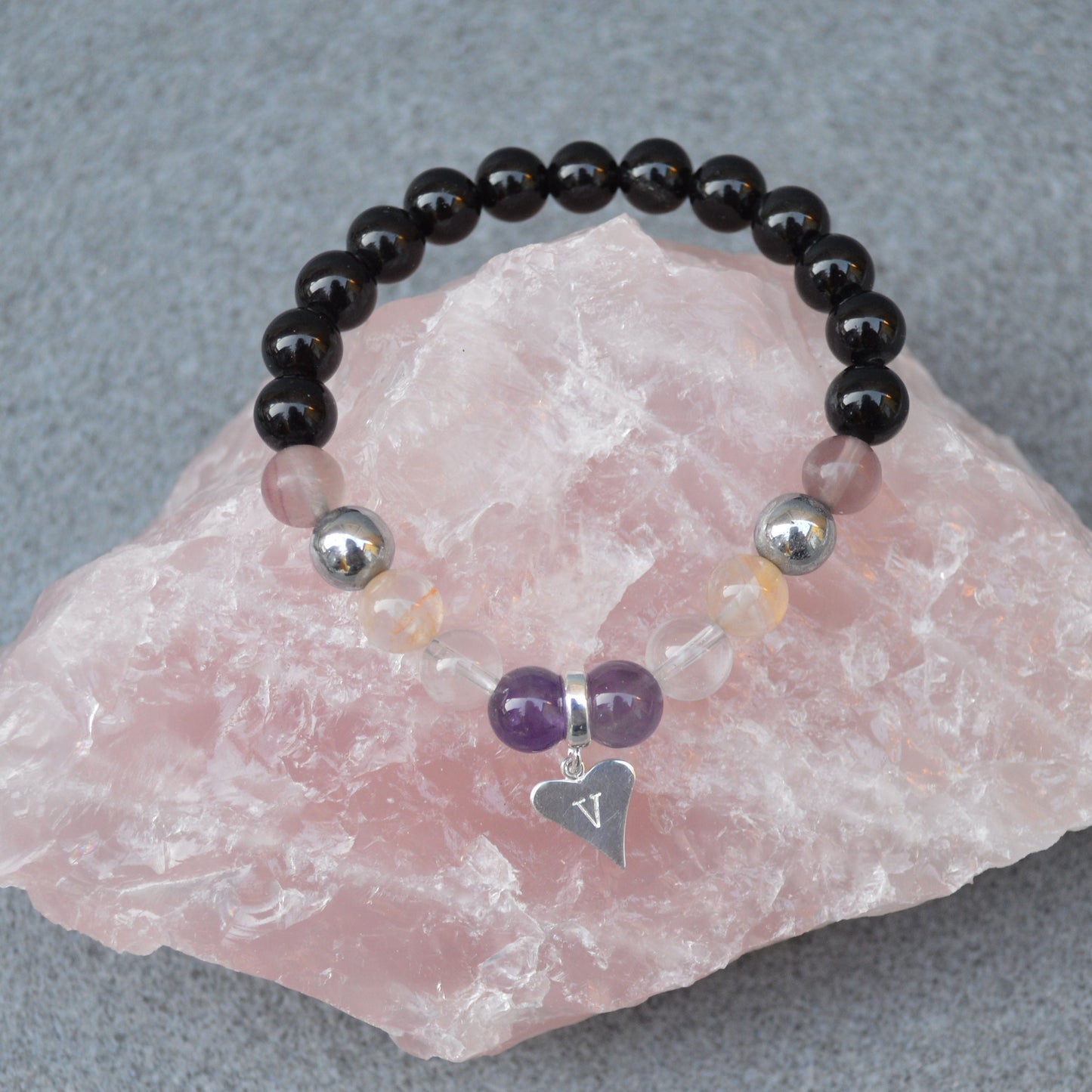 Bullying Support Crystal Healing Bracelet with Sterling Silver Charm