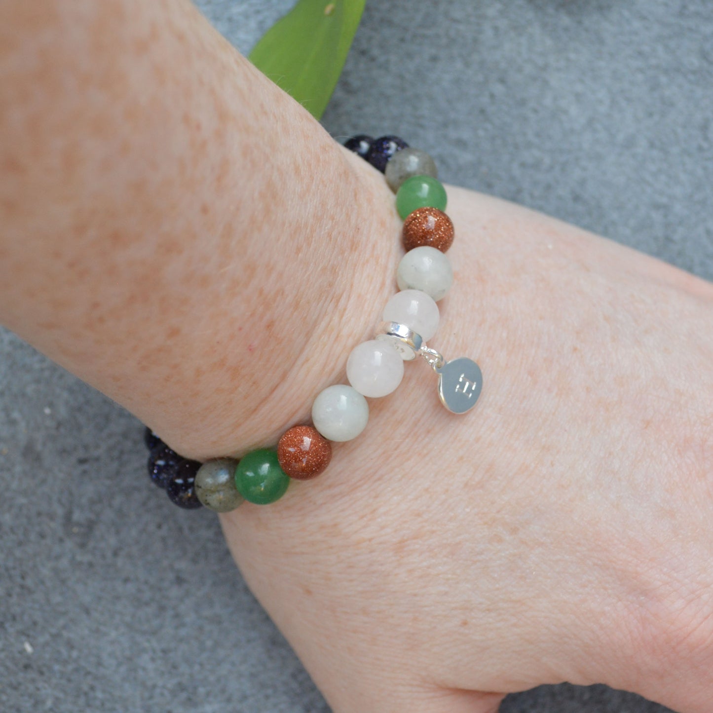 Luck Bracelet- Crystal Healing Bracelet- Custom Bracelet- Sterling Silver Charm