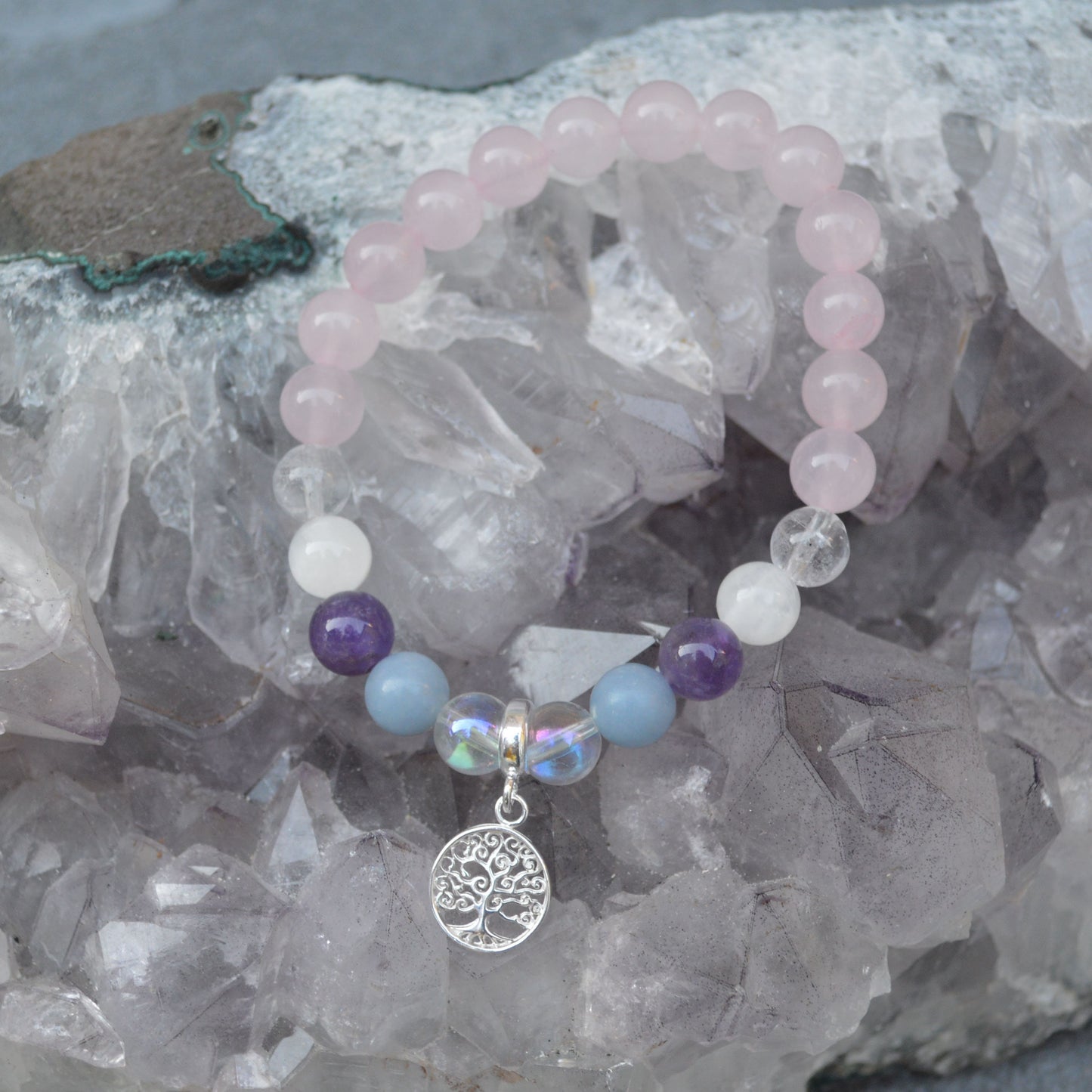 Motherly Love Bracelet- Crystal Healing Bracelet- Custom Bracelet- Sterling Silver Charm