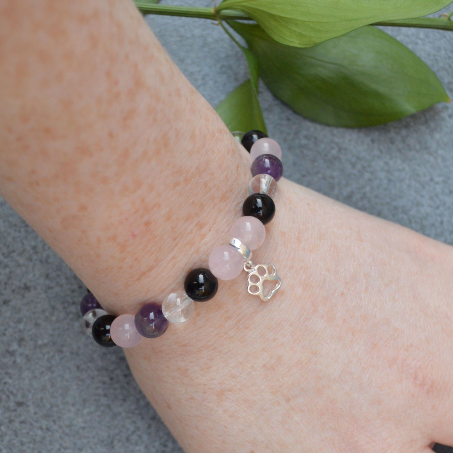 Grief & Loss Support Bracelet- Crystal Healing Bracelet- Custom Bracelet- Sterling Silver Charm