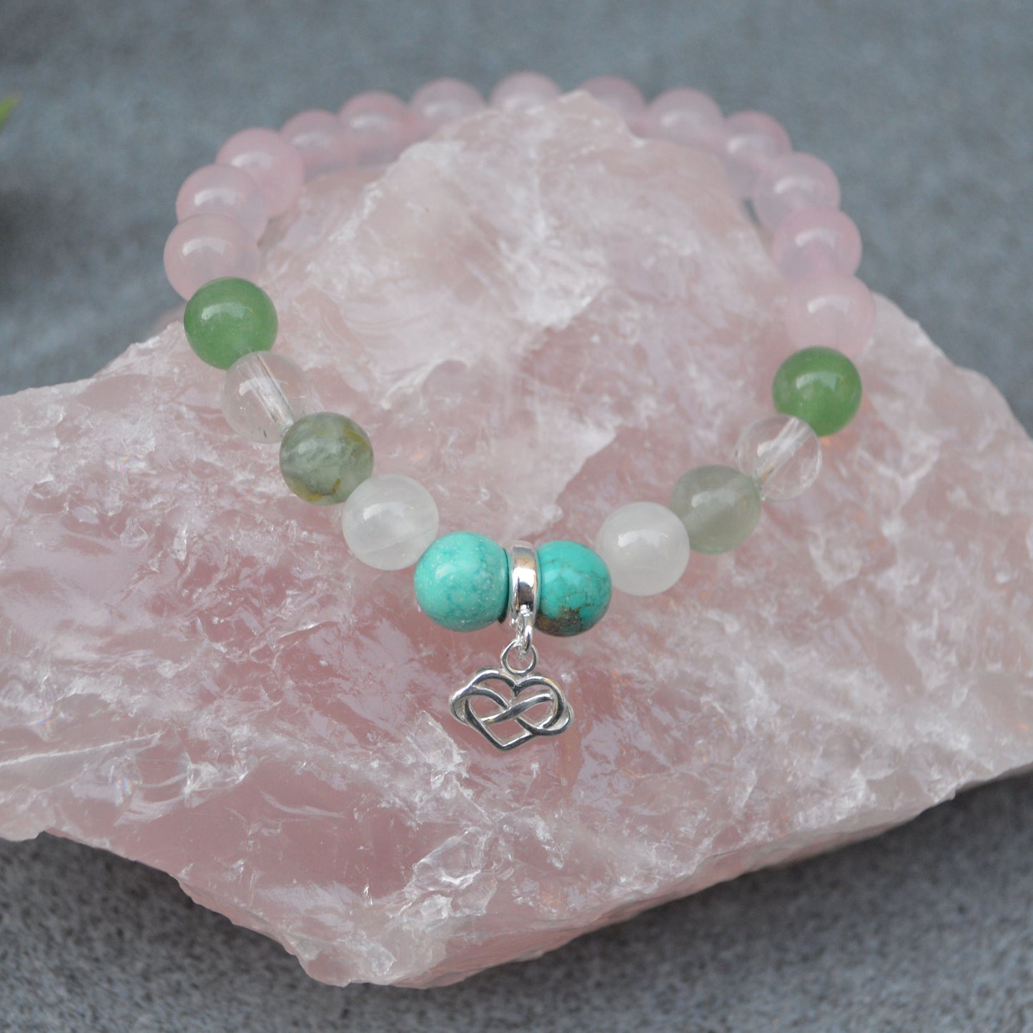 Hormone Balance Support Bracelet- Crystal Healing Bracelet- Custom Bracelet- Sterling Silver Charm
