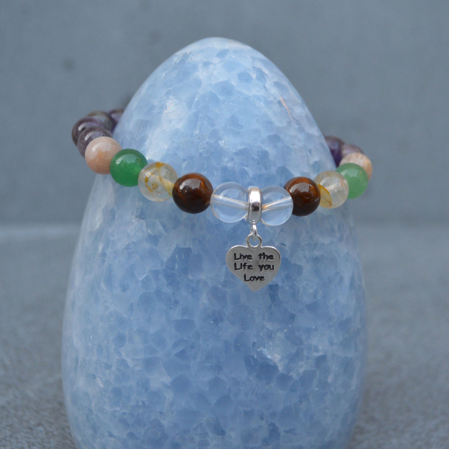 Business Success Crystal Healing Bracelet with Sterling Silver Charm