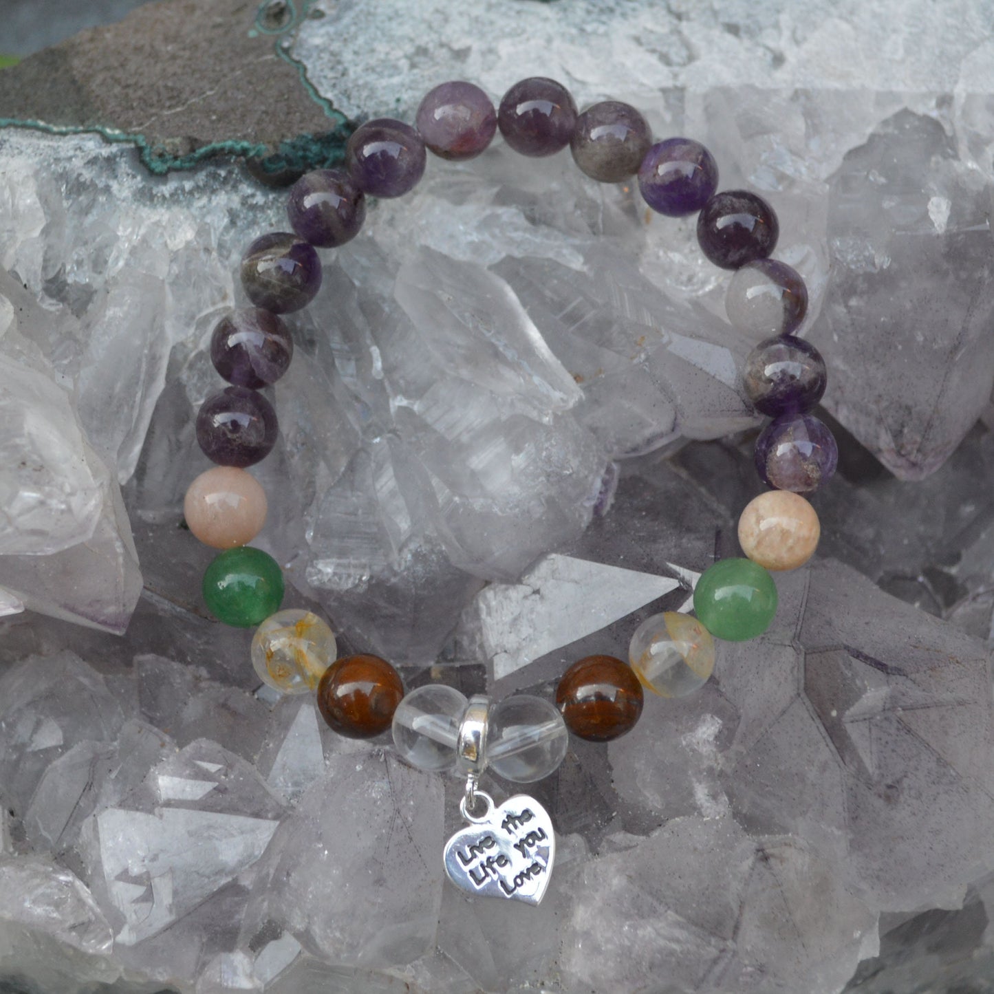 Business Success Crystal Healing Bracelet with Sterling Silver Charm