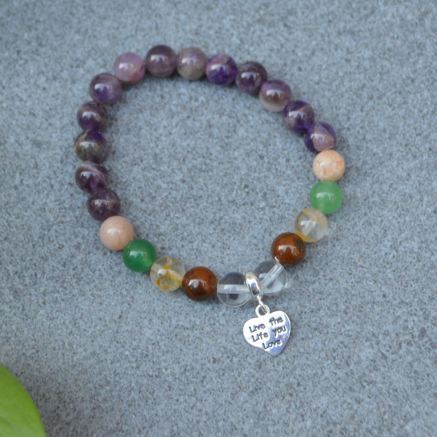 Business Success Crystal Healing Bracelet with Sterling Silver Charm