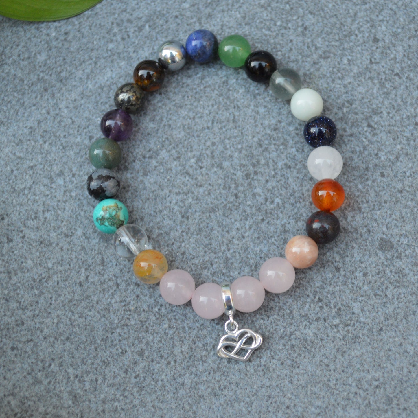 Mind, Body & Spirit Crystal Healing Bracelet- Crystal Healing Bracelet- Custom Bracelet- Sterling Silver Charm
