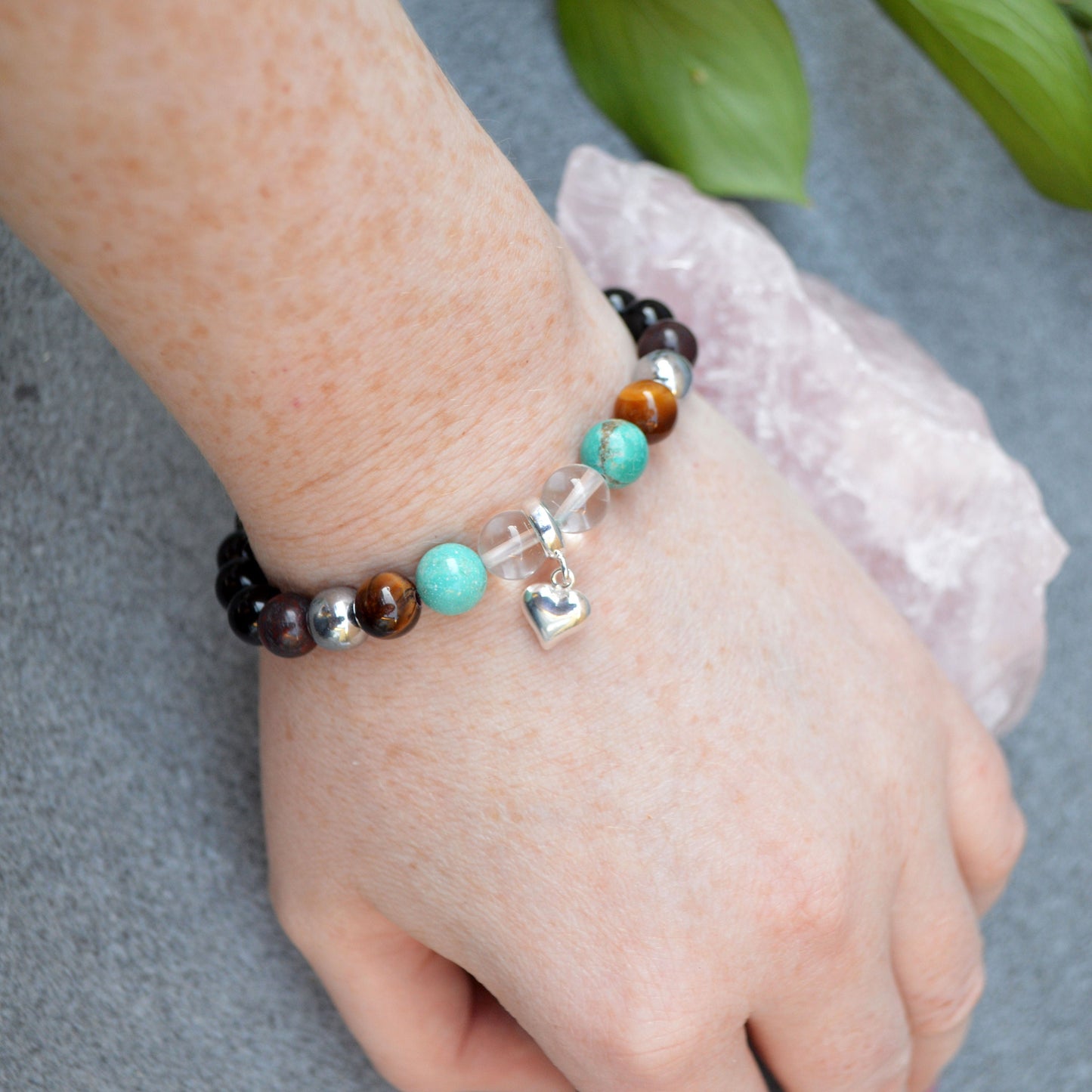 Depression Support Crystal Healing Bracelet with Sterling Silver Charm