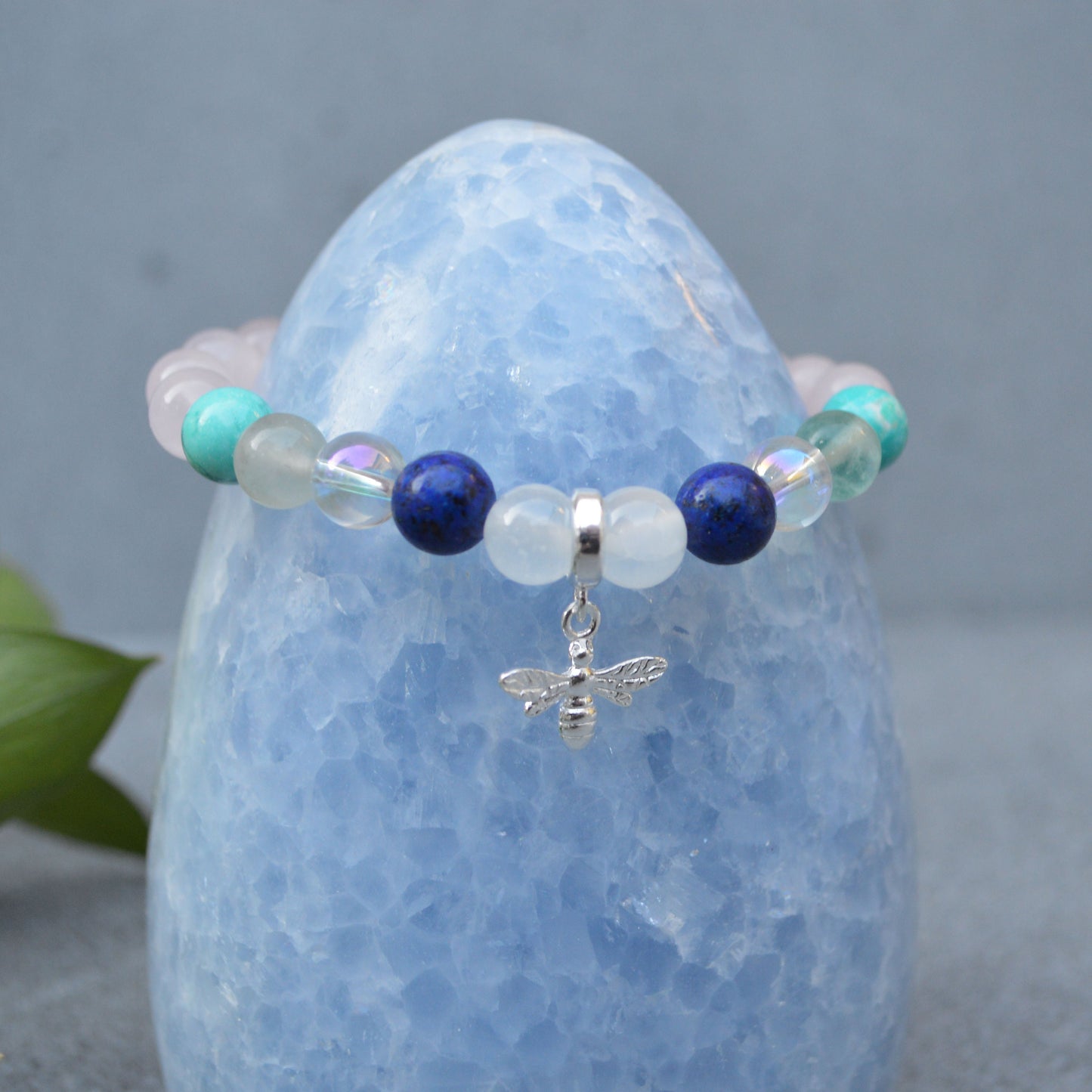 Breast Feeding Support Crystal Healing Bracelet with Sterling Silver Charm