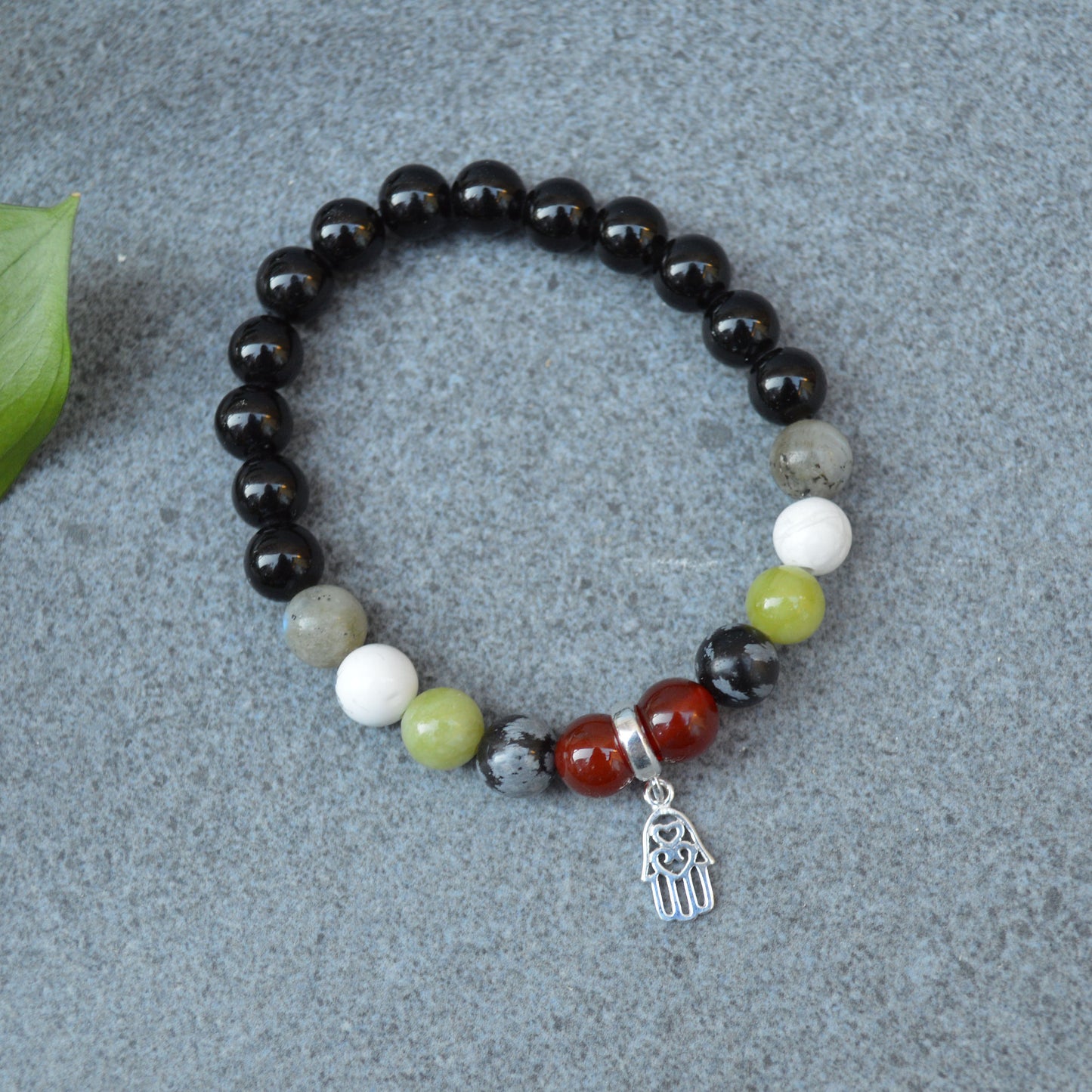 Empath Protection Crystal Healing Bracelet with Sterling Silver Charm