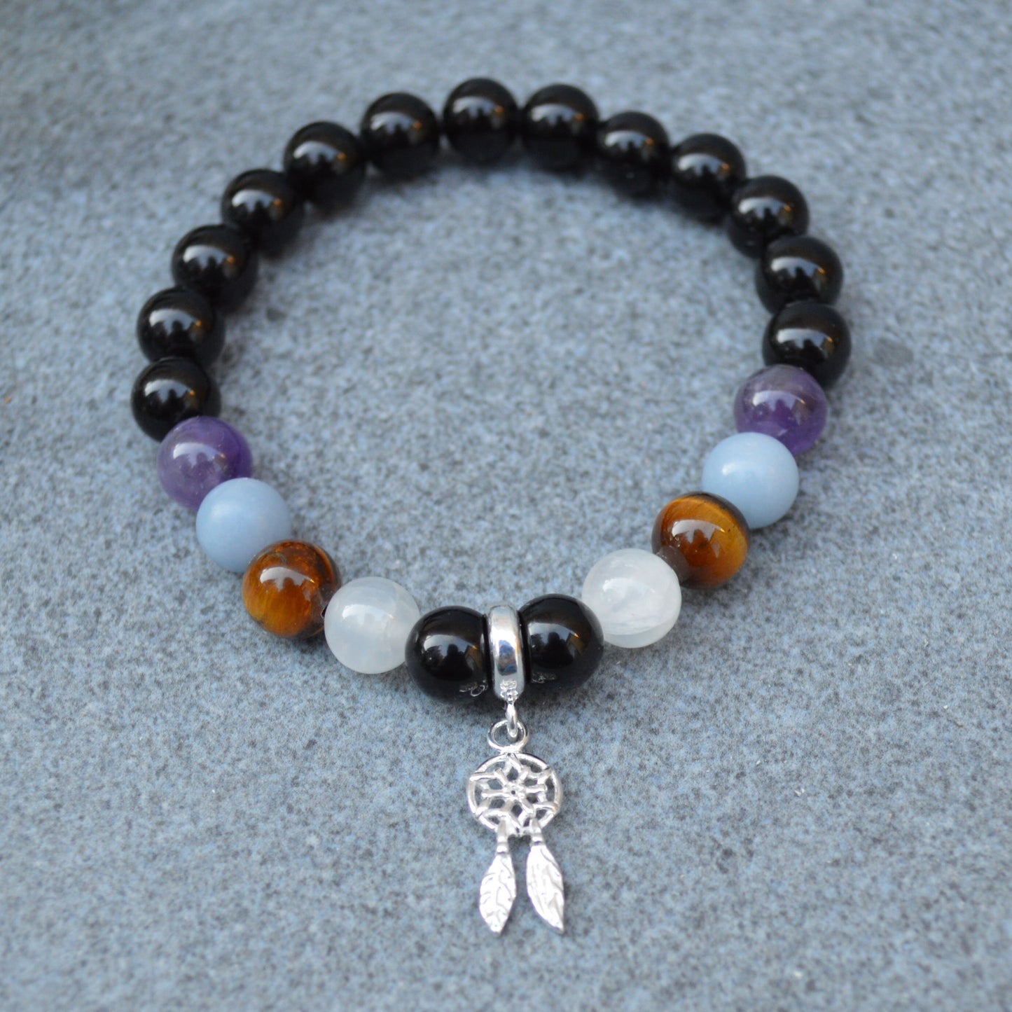 Travel Protection Bracelet- Crystal Healing Bracelet- Custom Bracelet- Sterling Silver Charm