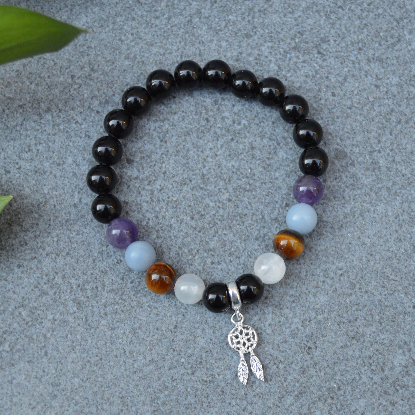 Travel Protection Bracelet- Crystal Healing Bracelet- Custom Bracelet- Sterling Silver Charm