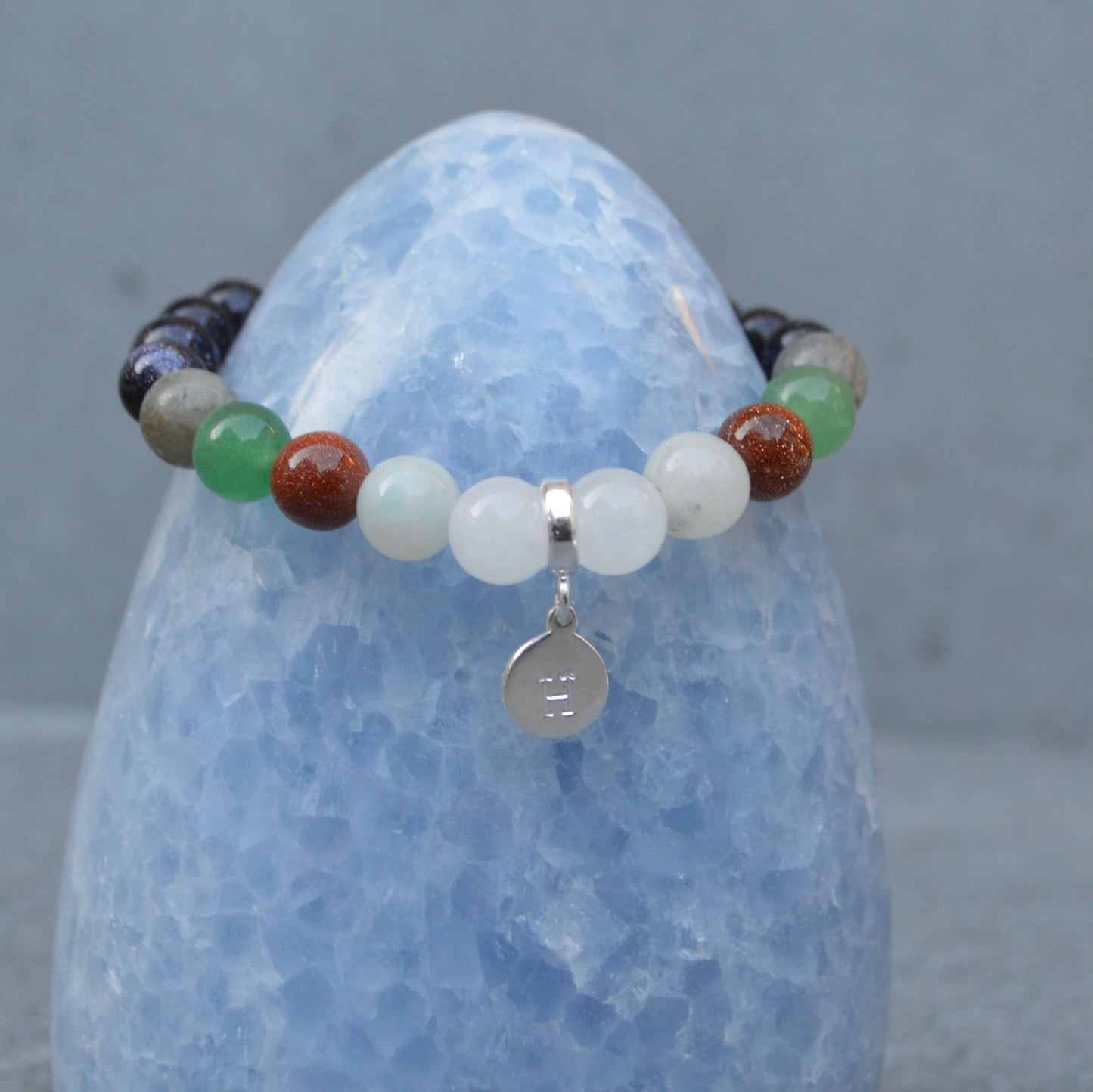 Luck Bracelet- Crystal Healing Bracelet- Custom Bracelet- Sterling Silver Charm