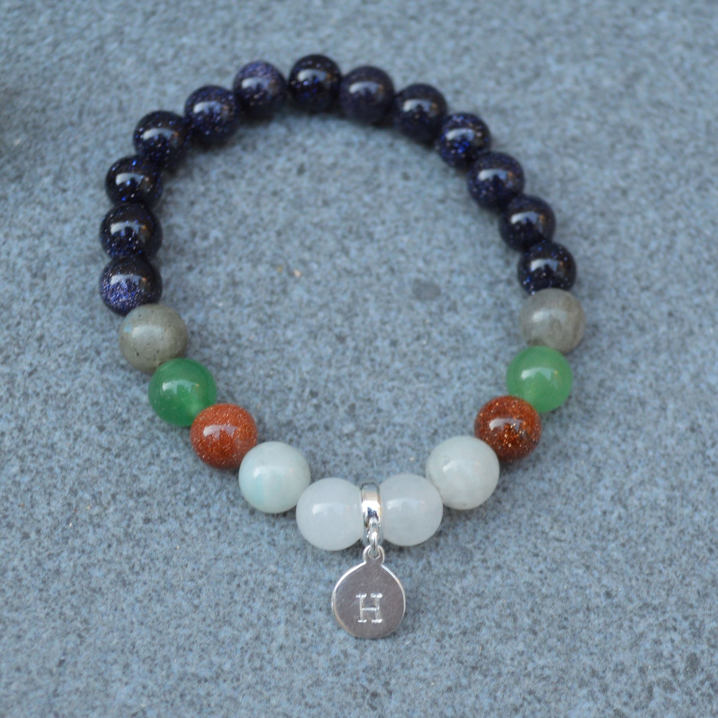 Luck Bracelet- Crystal Healing Bracelet- Custom Bracelet- Sterling Silver Charm