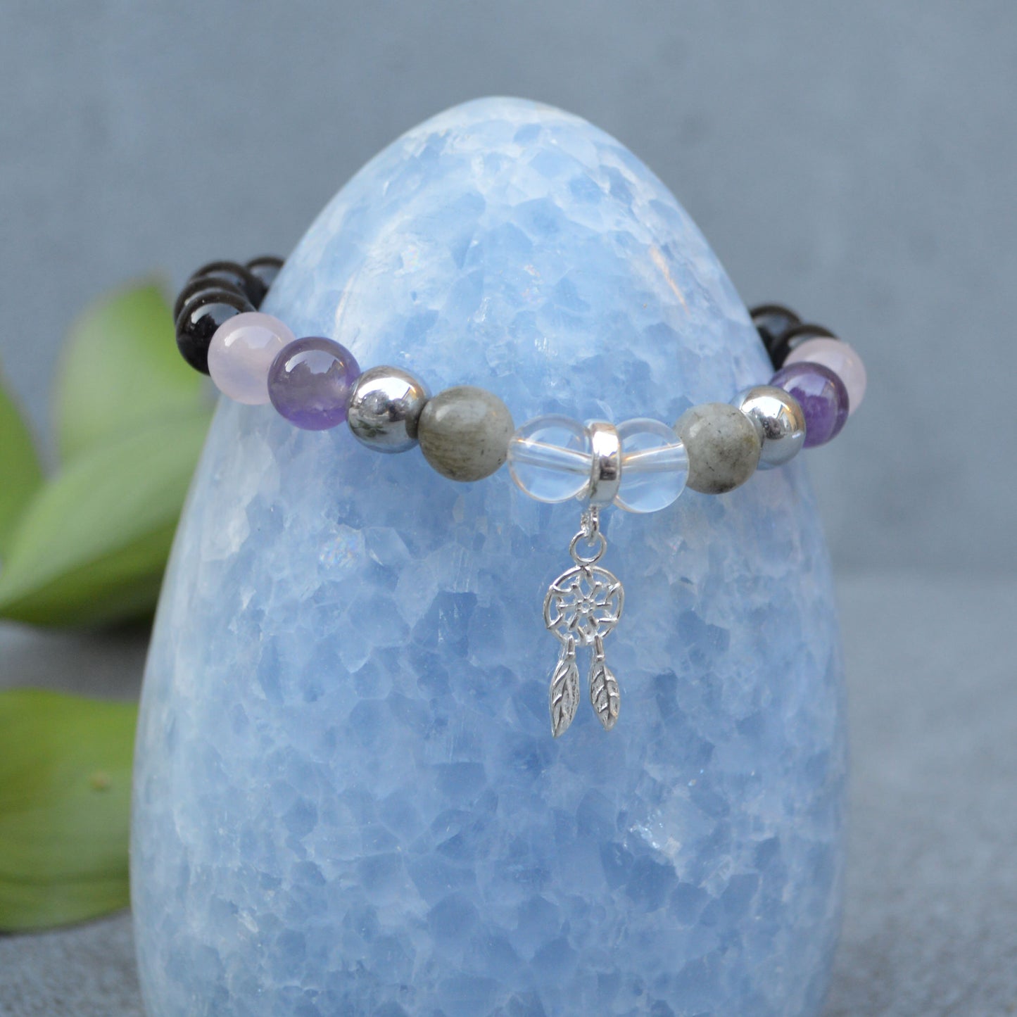 Sleep Support Bracelet- Crystal Healing Bracelet- Custom Bracelet- Sterling Silver Charm