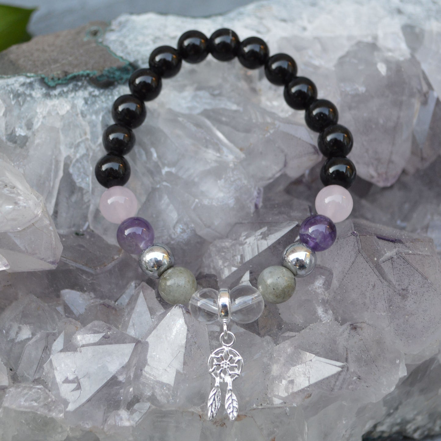 Sleep Support Bracelet- Crystal Healing Bracelet- Custom Bracelet- Sterling Silver Charm