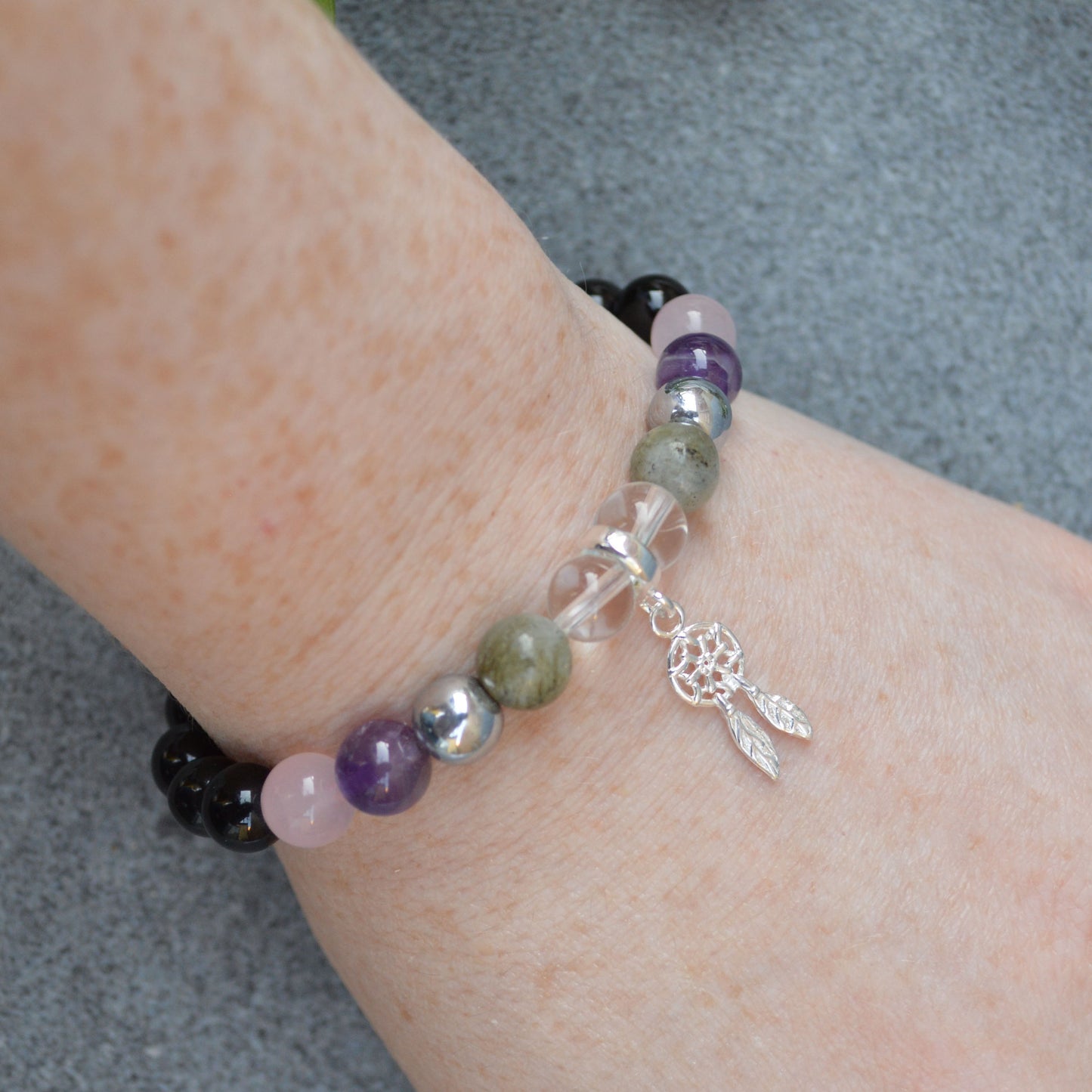 Sleep Support Bracelet- Crystal Healing Bracelet- Custom Bracelet- Sterling Silver Charm