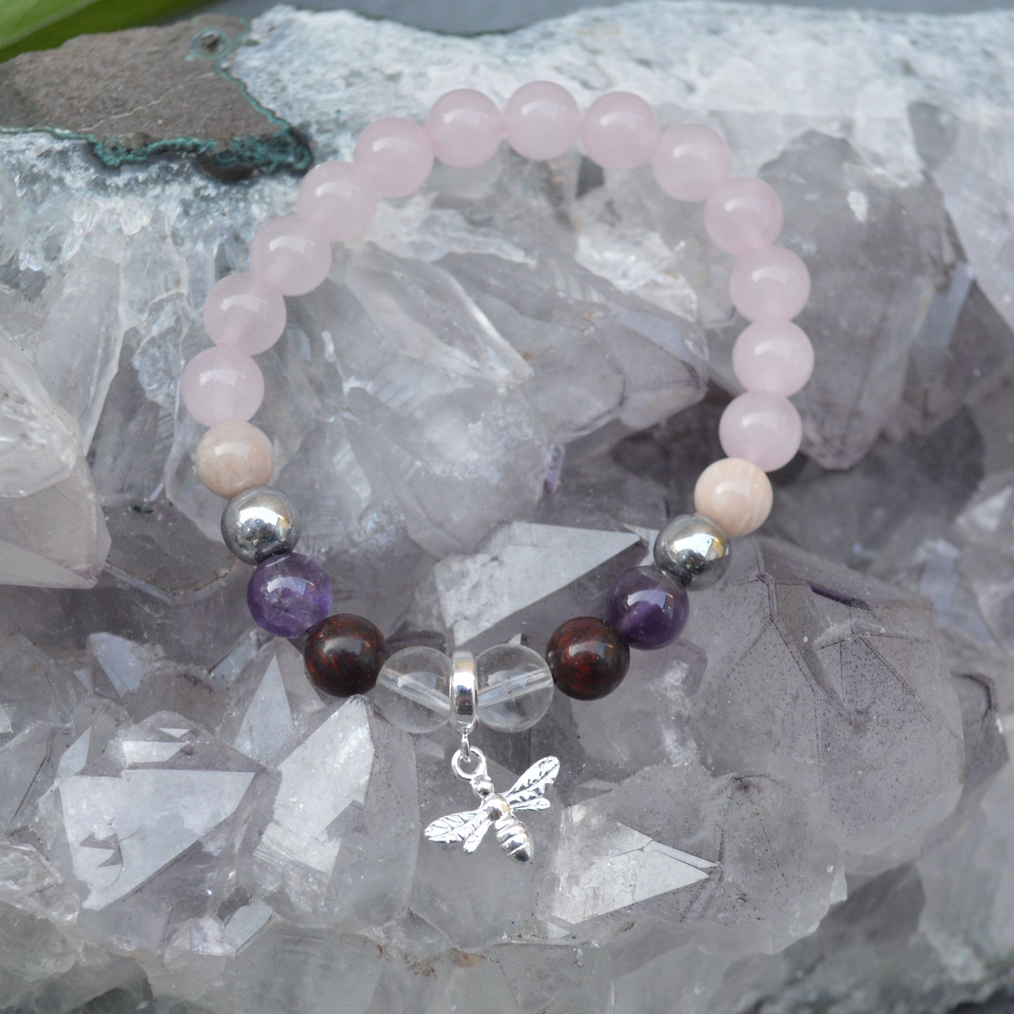 Weight Loss Support Bracelet- Crystal Healing Bracelet- Custom Bracelet- Sterling Silver Charm