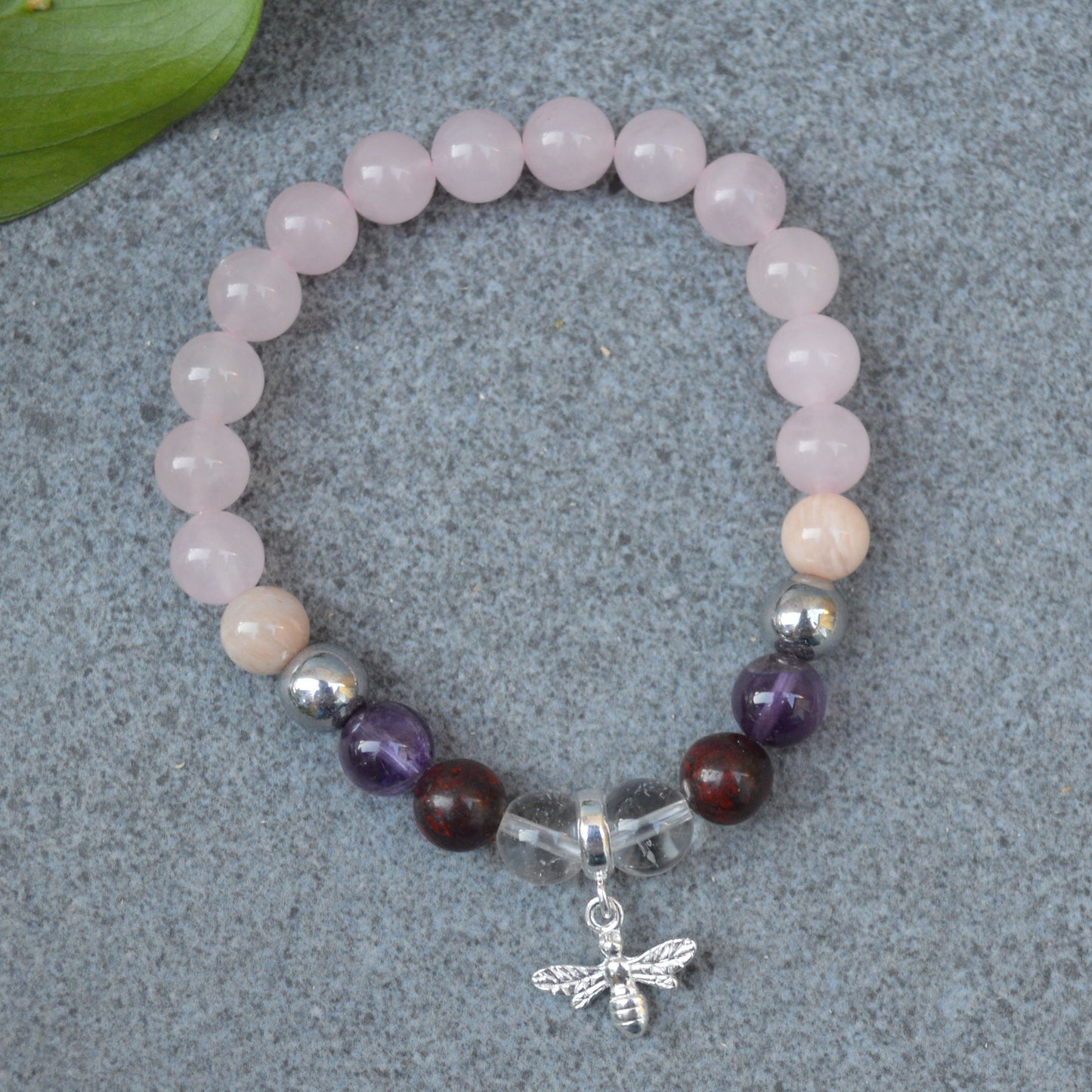Weight Loss Support Bracelet- Crystal Healing Bracelet- Custom Bracelet- Sterling Silver Charm