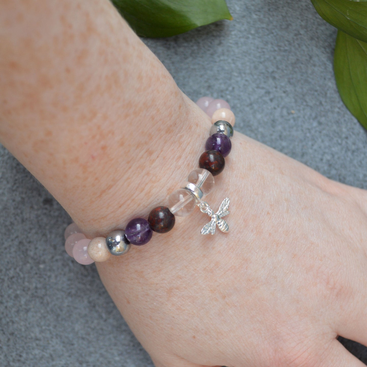 Weight Loss Support Bracelet- Crystal Healing Bracelet- Custom Bracelet- Sterling Silver Charm