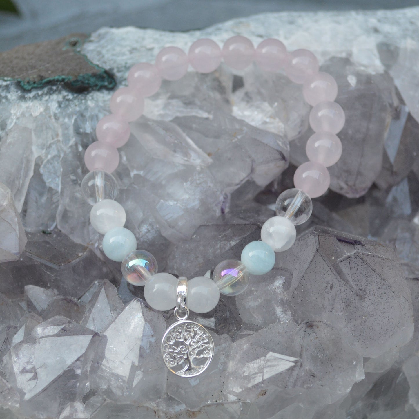 Daughterly Love Crystal Healing Bracelet with Sterling Silver Charm