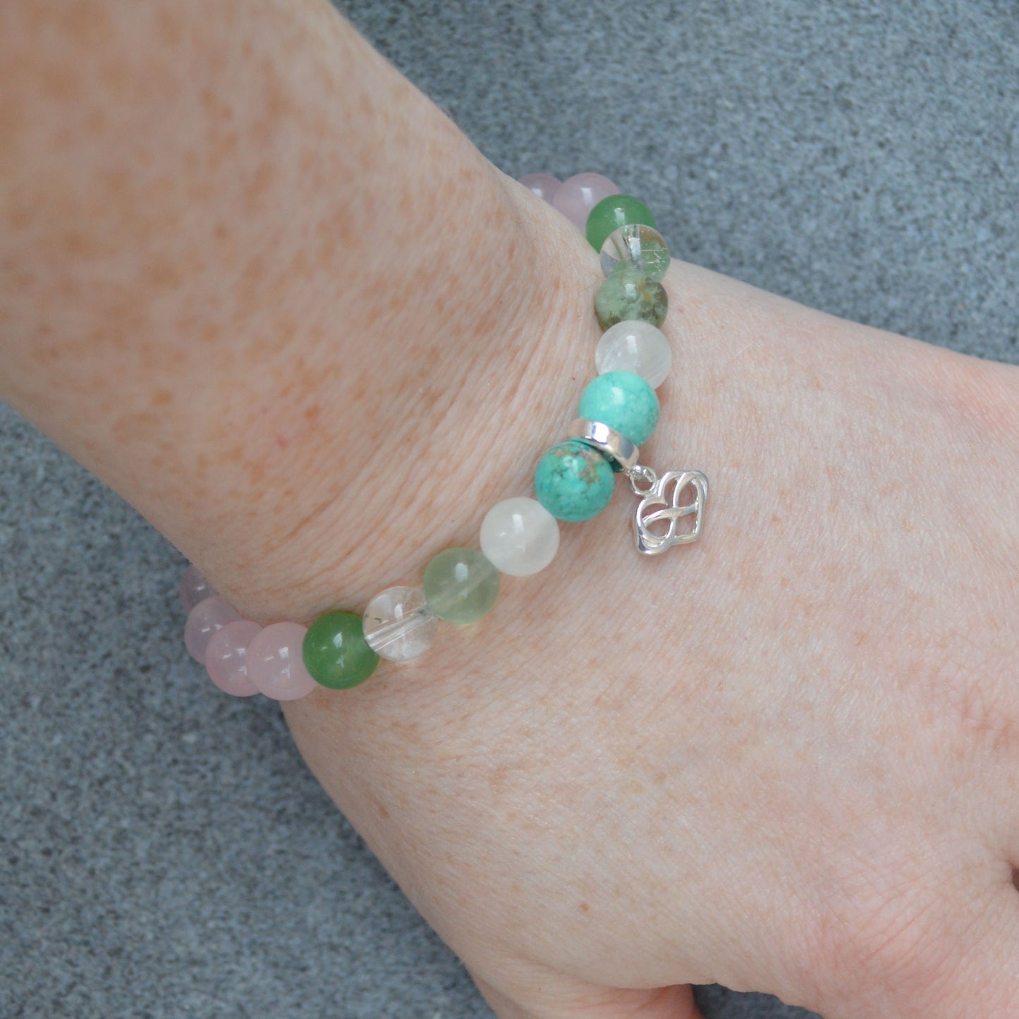 Hormone Balance Support Bracelet- Crystal Healing Bracelet- Custom Bracelet- Sterling Silver Charm