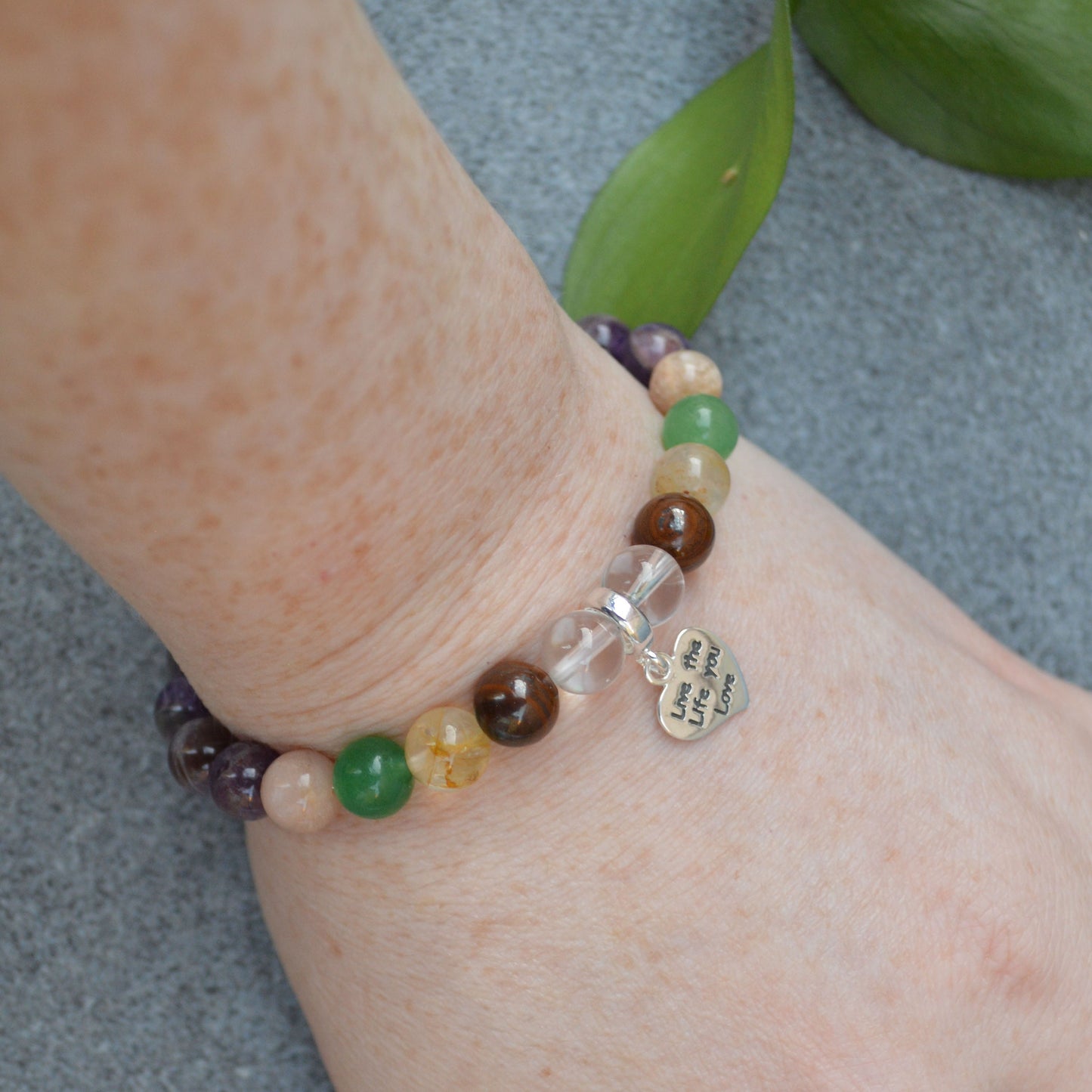 Business Success Crystal Healing Bracelet with Sterling Silver Charm
