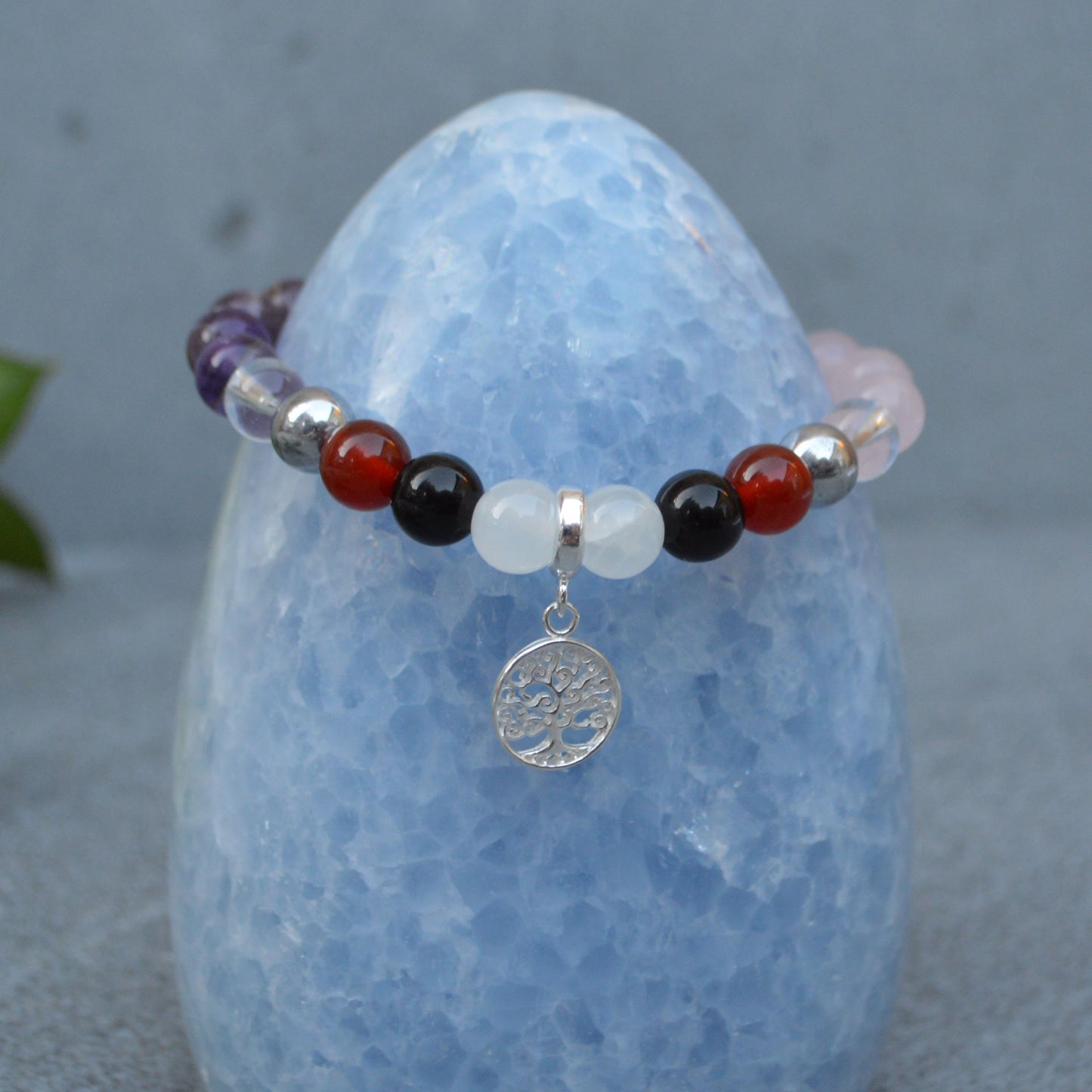 Menopause Support Bracelet- Crystal Healing Bracelet- Custom Bracelet- Sterling Silver Charm