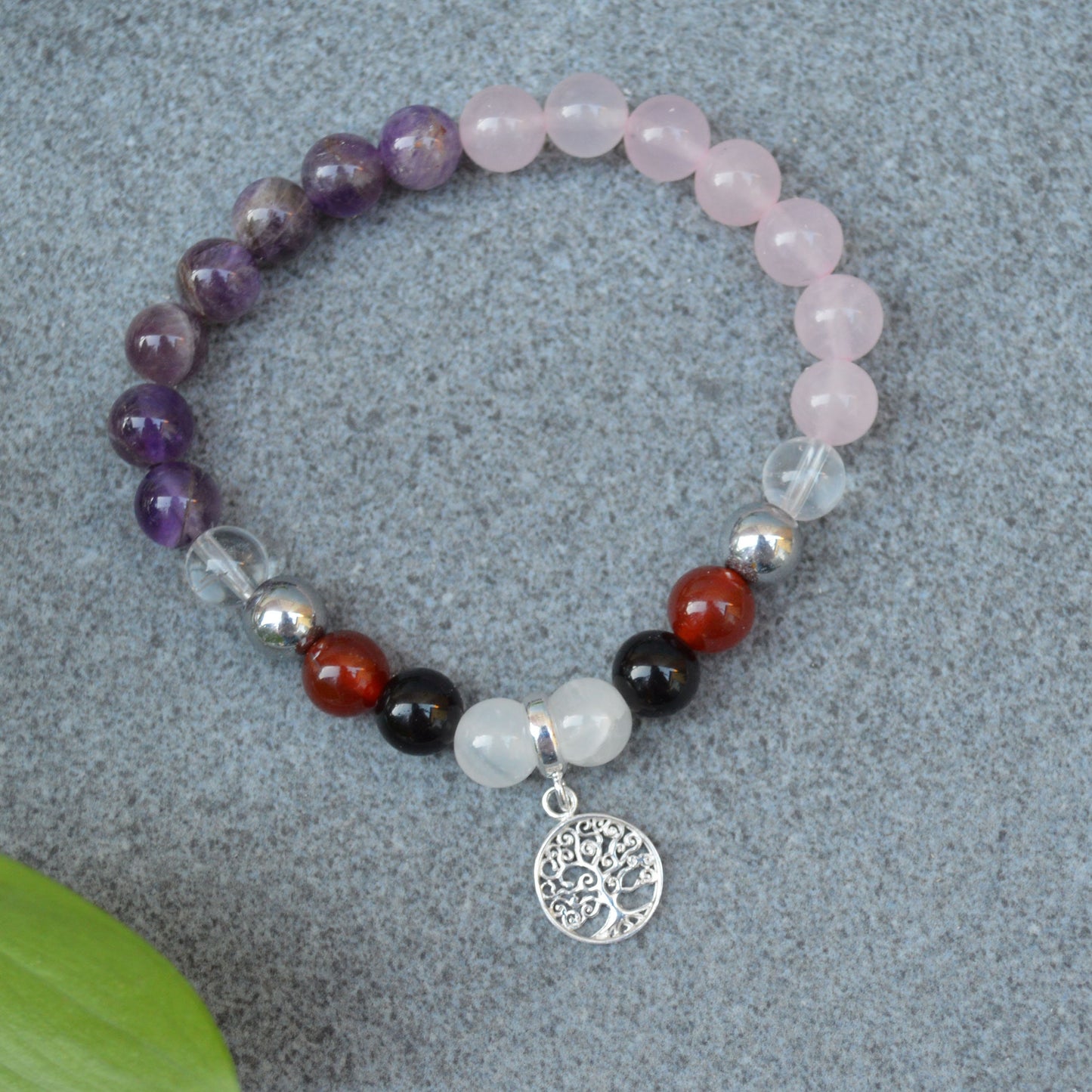 Menopause Support Bracelet- Crystal Healing Bracelet- Custom Bracelet- Sterling Silver Charm