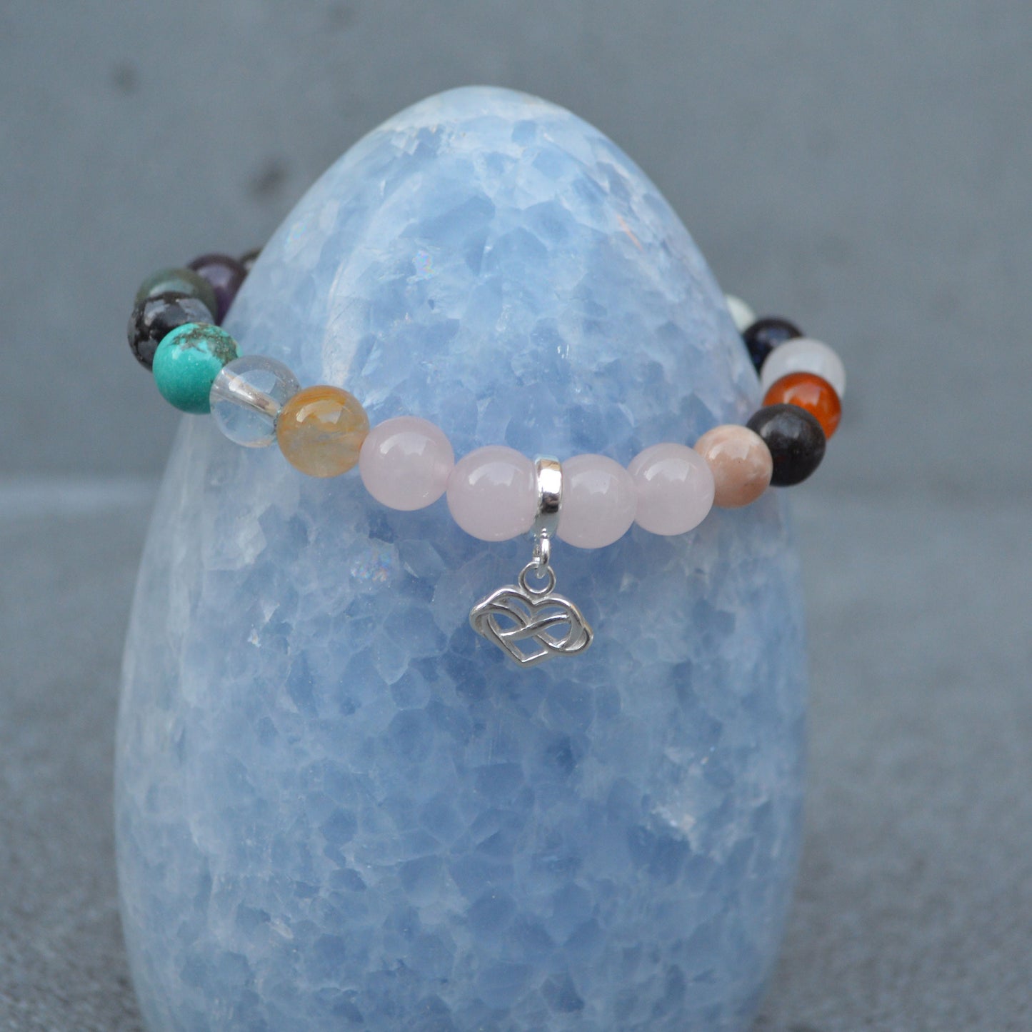 Mind, Body & Spirit Crystal Healing Bracelet- Crystal Healing Bracelet- Custom Bracelet- Sterling Silver Charm