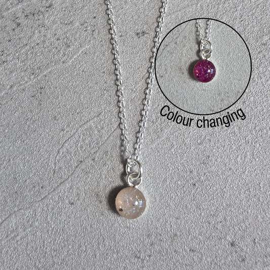Tiny Rose Moon Moondust Necklace Sterling Silver
