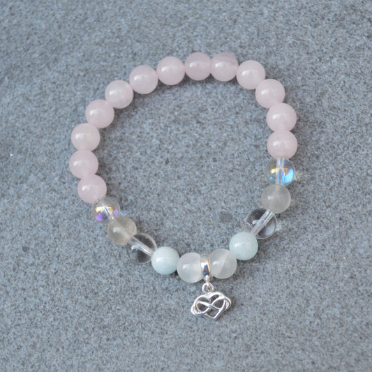 Fertility Support Crystal Healing Bracelet with Sterling Silver Charm