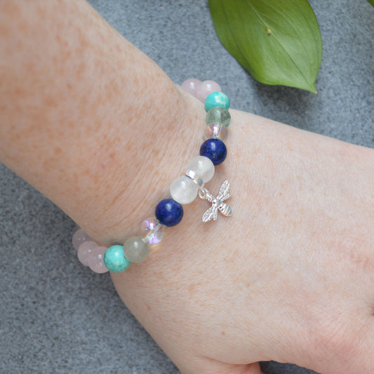 Breast Feeding Support Crystal Healing Bracelet with Sterling Silver Charm