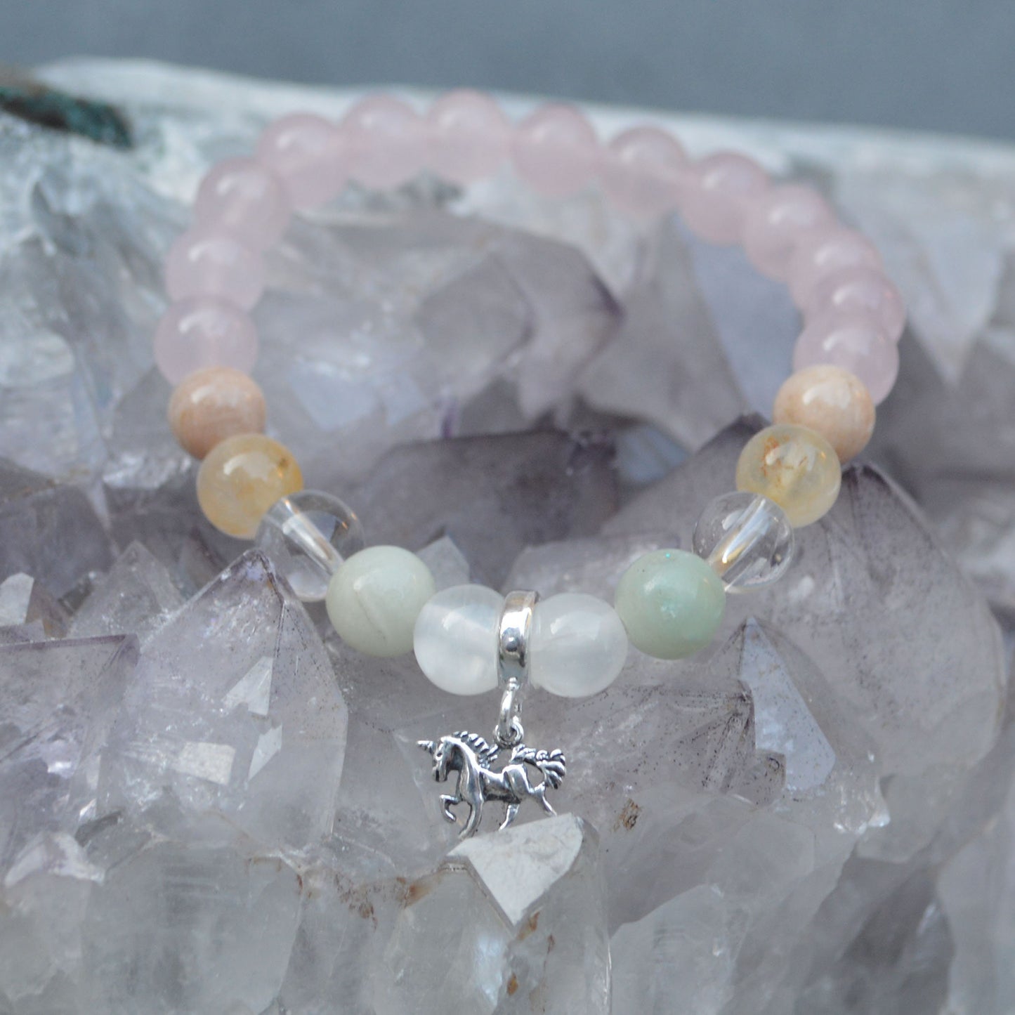 Friendship Bracelet- Crystal Healing Bracelet- Custom Bracelet- Sterling Silver Charm