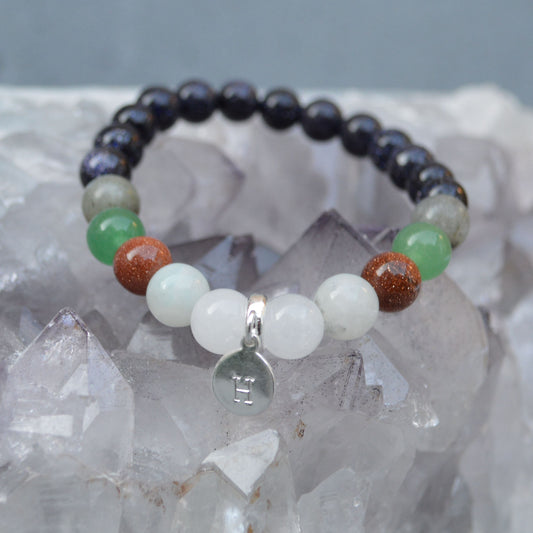Luck Bracelet- Crystal Healing Bracelet- Custom Bracelet- Sterling Silver Charm