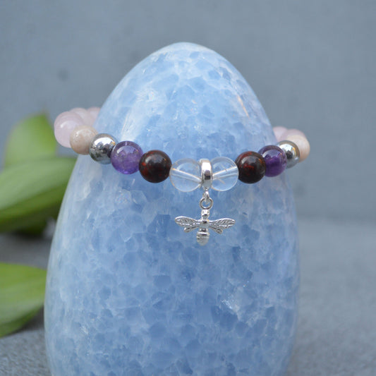 Weight Loss Support Bracelet- Crystal Healing Bracelet- Custom Bracelet- Sterling Silver Charm
