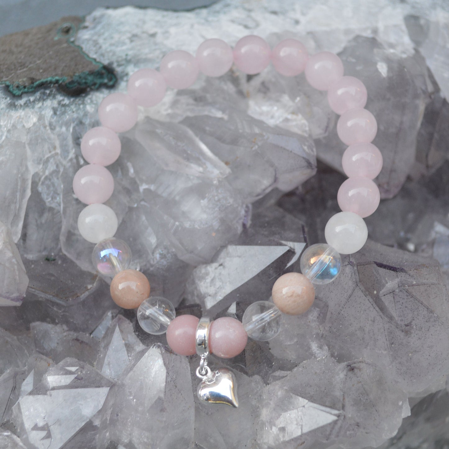 Attracting Love Crystal Bracelet with Sterling Silver Charm