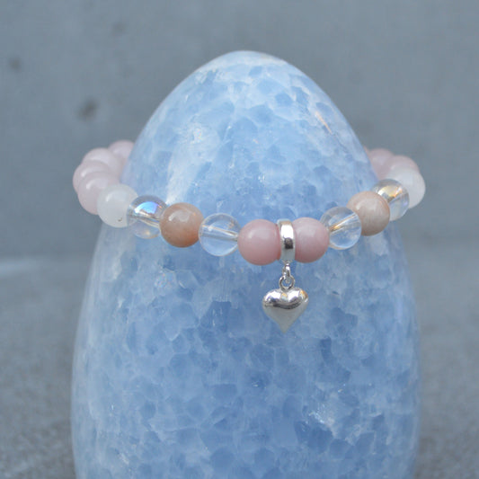Attracting Love Crystal Bracelet with Sterling Silver Charm