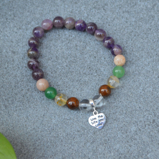 Business Success Crystal Healing Bracelet with Sterling Silver Charm