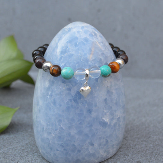 Depression Support Crystal Healing Bracelet with Sterling Silver Charm