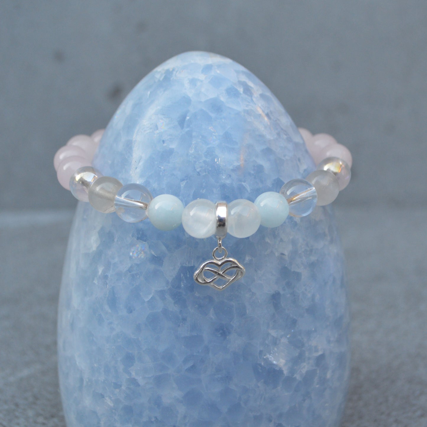 Fertility Support Crystal Healing Bracelet with Sterling Silver Charm